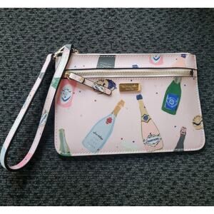 Kate Spade Shore Street Tinie Wristlet Wallet Champagne Bottles Pink 2020